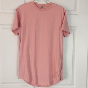 Pink Long Tunic T-Shirt with Zipper Side